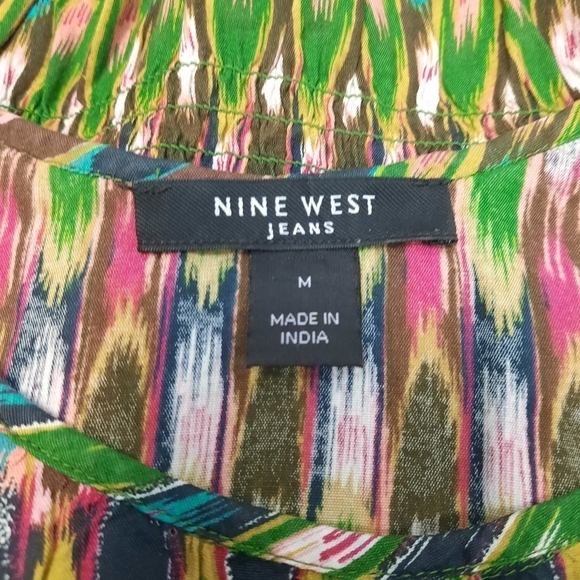 Nine West Jewel Tone Ruffle Layered Smocked Waist Tank Top Size Medium Women's - Picture 5 of 7